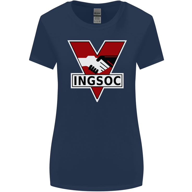 INGSOC George Orwell English Socialism 1994 Womens Wider Cut T-Shirt Navy Blue