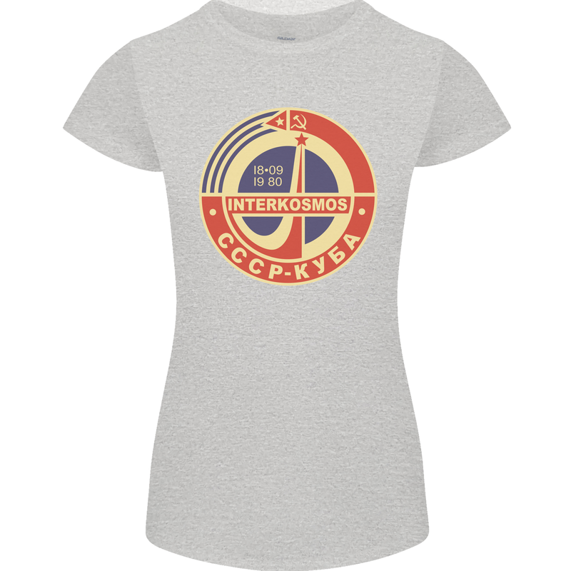 INTERKOSMOS CCCP Logo Soviet Space USSR Womens Petite Cut T-Shirt Sports Grey
