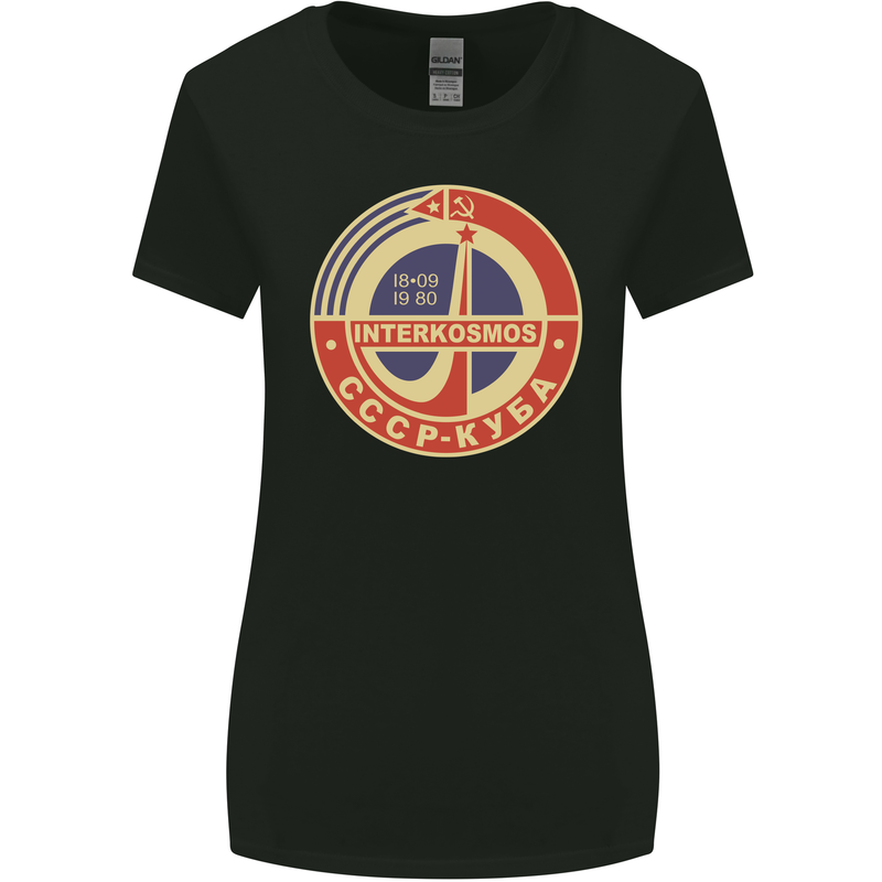 INTERKOSMOS CCCP Logo Soviet Space USSR Womens Wider Cut T-Shirt Black