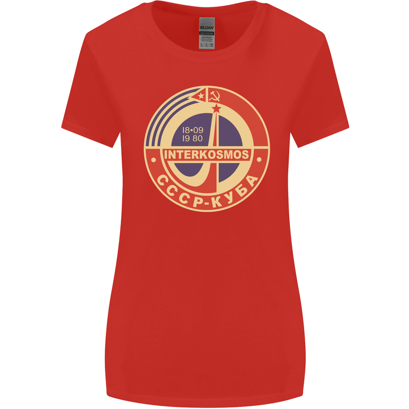 INTERKOSMOS CCCP Logo Soviet Space USSR Womens Wider Cut T-Shirt Red