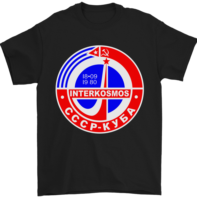INTERKOSMOS CCCP Soviet Space USSR Logo Mens T-Shirt Cotton Gildan Black