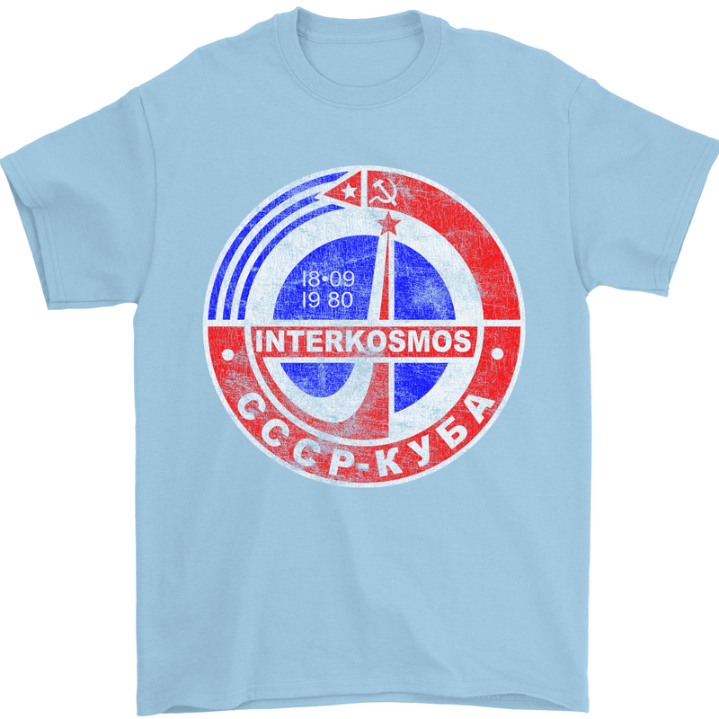 INTERKOSMOS CCCP Soviet Space USSR Logo Mens T-Shirt Cotton Gildan Light Blue