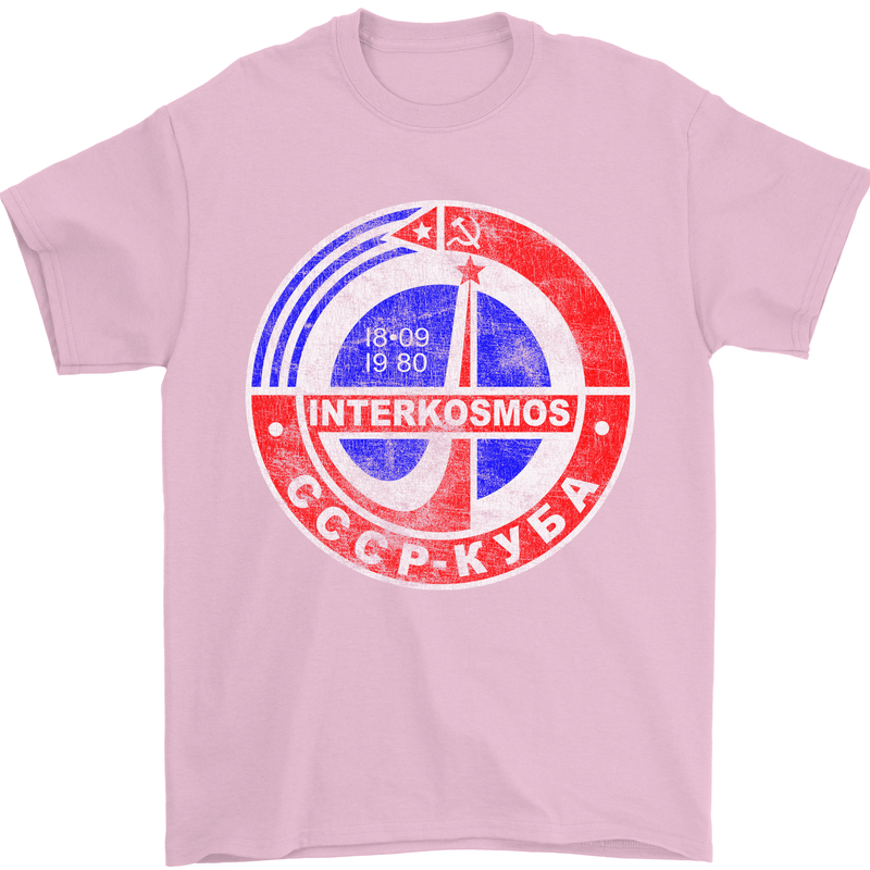 INTERKOSMOS CCCP Soviet Space USSR Logo Mens T-Shirt Cotton Gildan Light Pink