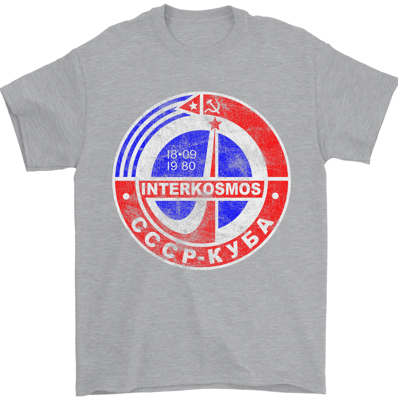 INTERKOSMOS CCCP Soviet Space USSR Logo Mens T-Shirt Cotton Gildan Sports Grey