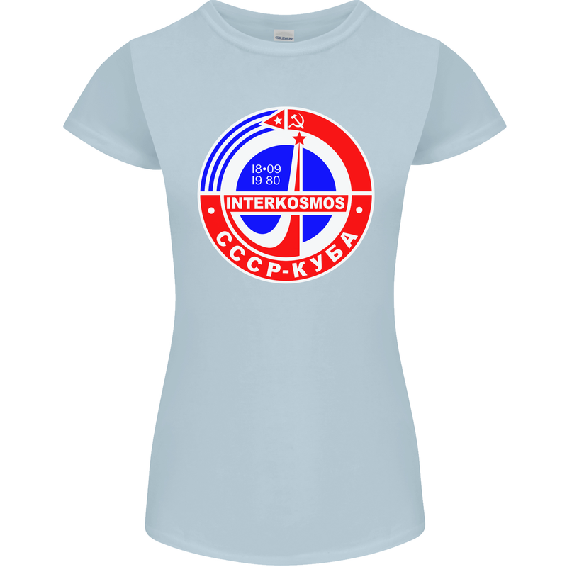 INTERKOSMOS CCCP Soviet Space USSR Logo Womens Petite Cut T-Shirt Light Blue