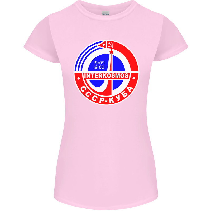 INTERKOSMOS CCCP Soviet Space USSR Logo Womens Petite Cut T-Shirt Light Pink