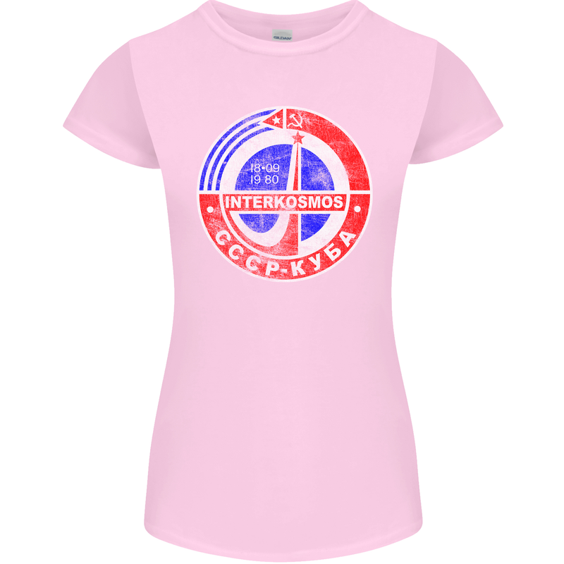 INTERKOSMOS CCCP Soviet Space USSR Logo Womens Petite Cut T-Shirt Light Pink