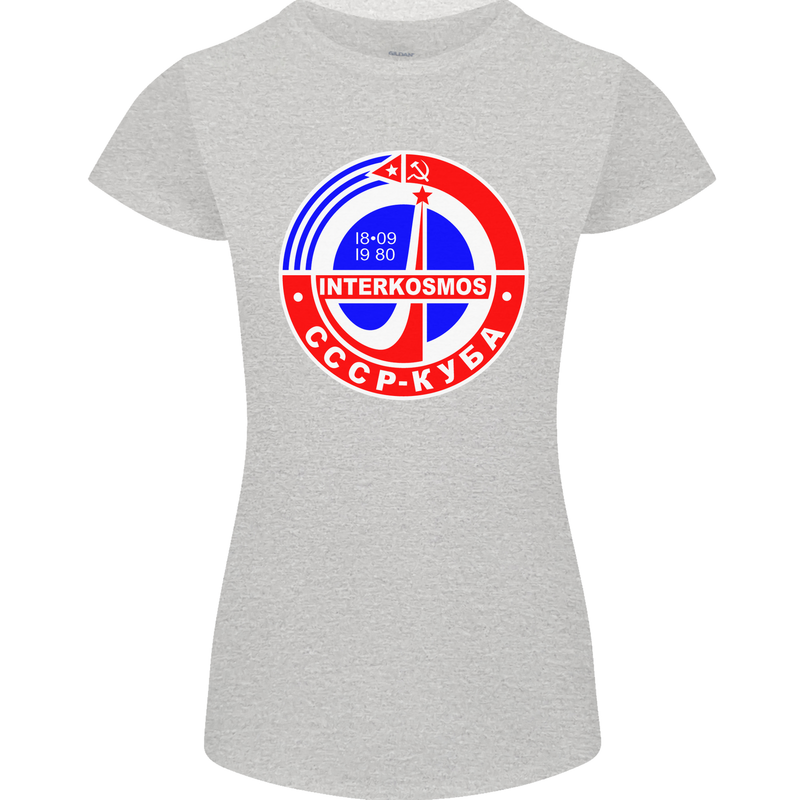 INTERKOSMOS CCCP Soviet Space USSR Logo Womens Petite Cut T-Shirt Sports Grey