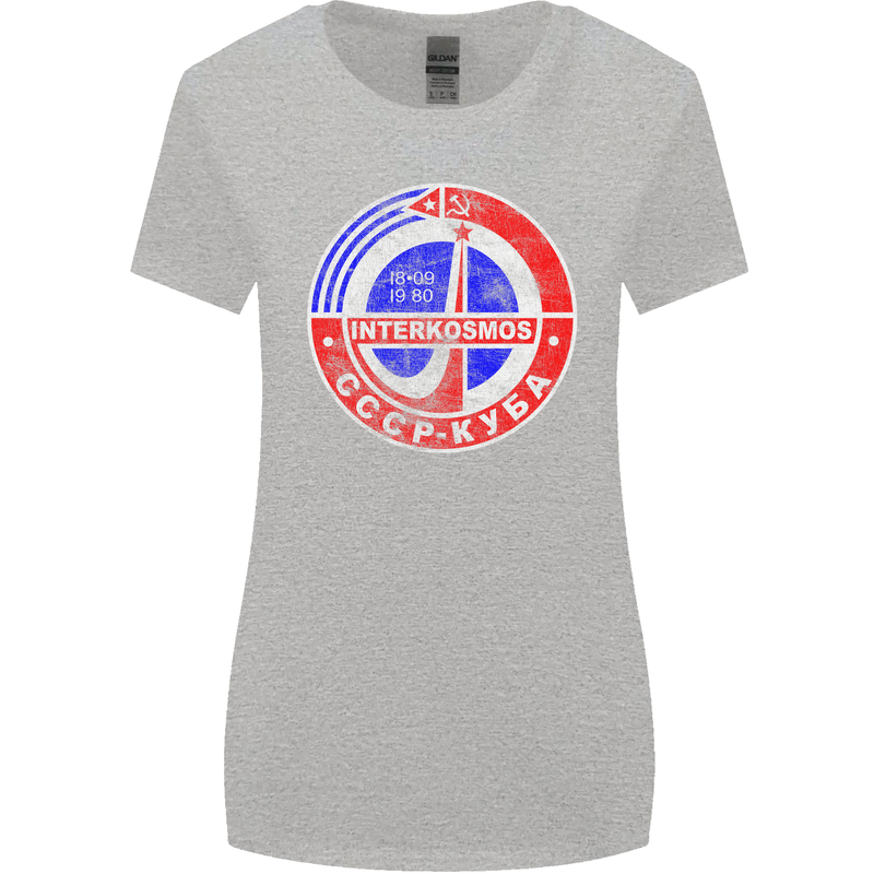 INTERKOSMOS CCCP Soviet Space USSR Logo Womens Wider Cut T-Shirt Sports Grey