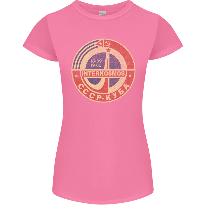 INTERKOSMOS Logo CCCP  Soviet Space USSR Womens Petite Cut T-Shirt Azalea