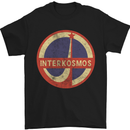 INTERKOSMOS Logo Soviet Space USSR CCCP Mens T-Shirt Cotton Gildan Black