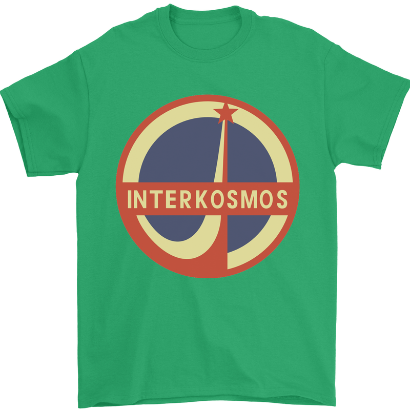 INTERKOSMOS Logo Soviet Space USSR CCCP Mens T-Shirt Cotton Gildan Irish Green