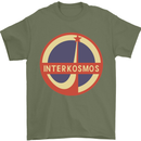 INTERKOSMOS Logo Soviet Space USSR CCCP Mens T-Shirt Cotton Gildan Military Green