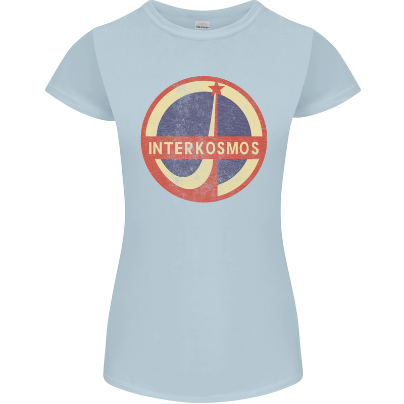 INTERKOSMOS Logo Soviet Space USSR CCCP Womens Petite Cut T-Shirt Light Blue