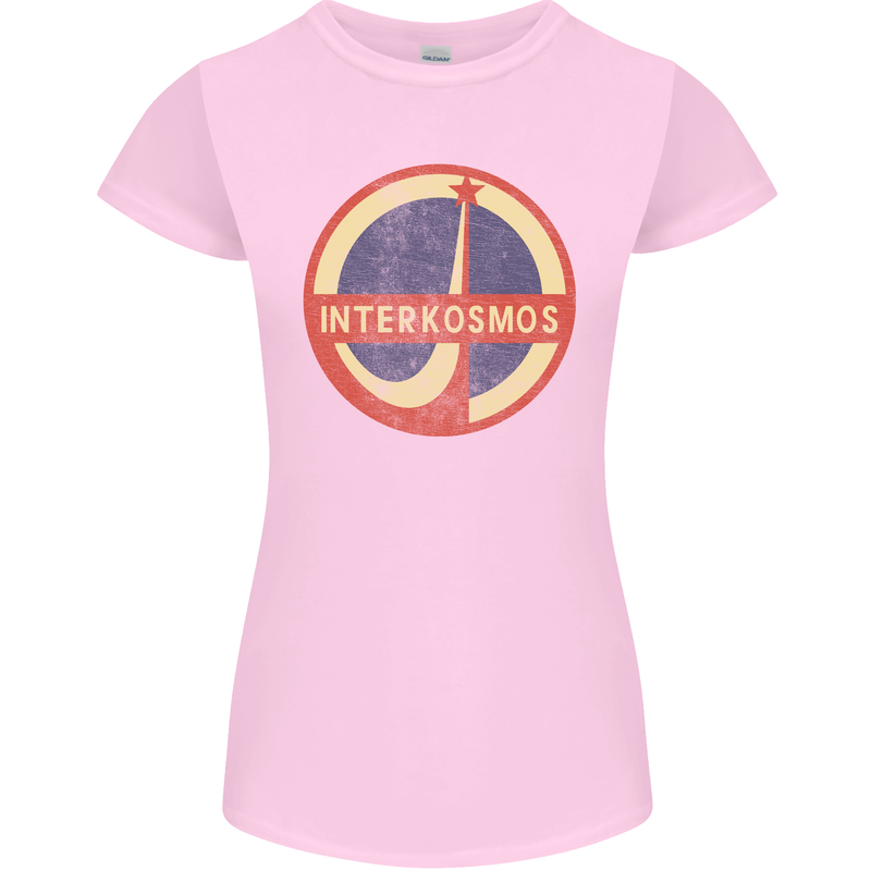INTERKOSMOS Logo Soviet Space USSR CCCP Womens Petite Cut T-Shirt Light Pink
