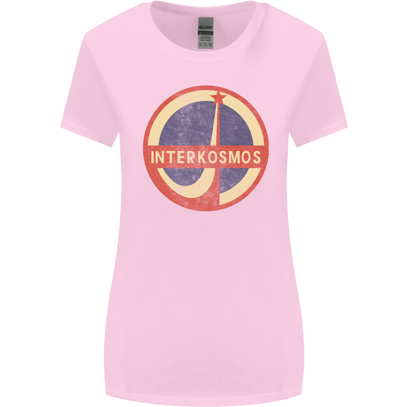 INTERKOSMOS Logo Soviet Space USSR CCCP Womens Wider Cut T-Shirt Light Pink