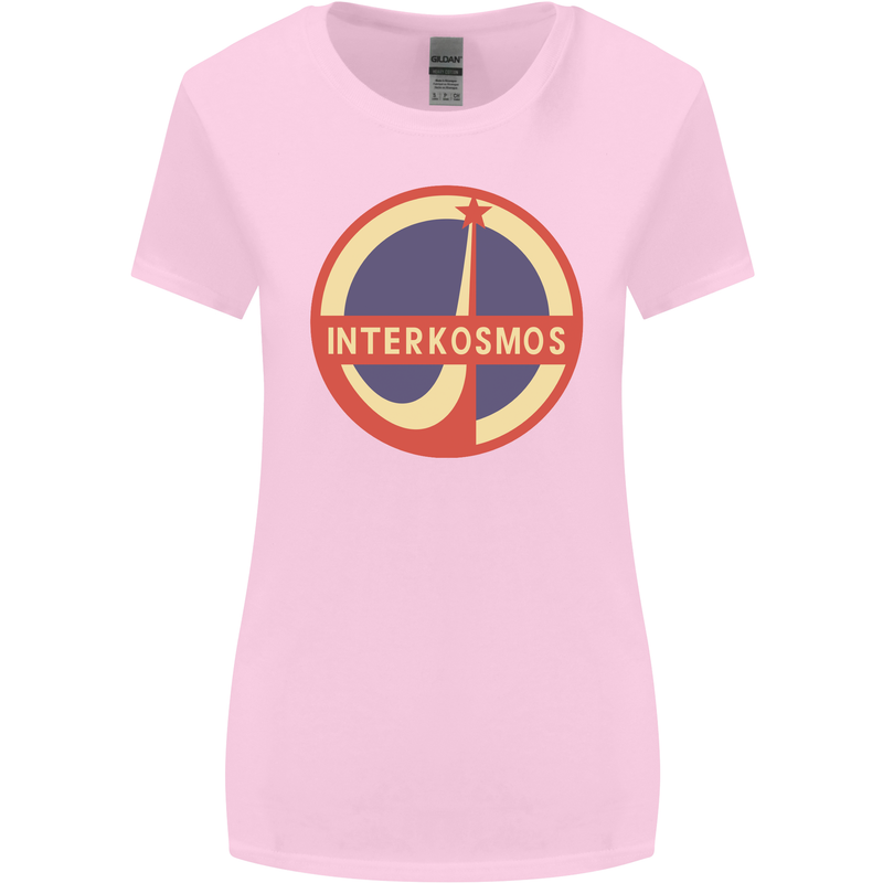 INTERKOSMOS Logo Soviet Space USSR CCCP Womens Wider Cut T-Shirt Light Pink