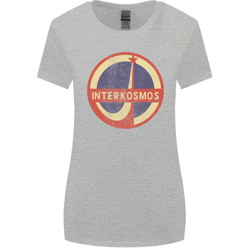 INTERKOSMOS Logo Soviet Space USSR CCCP Womens Wider Cut T-Shirt Sports Grey
