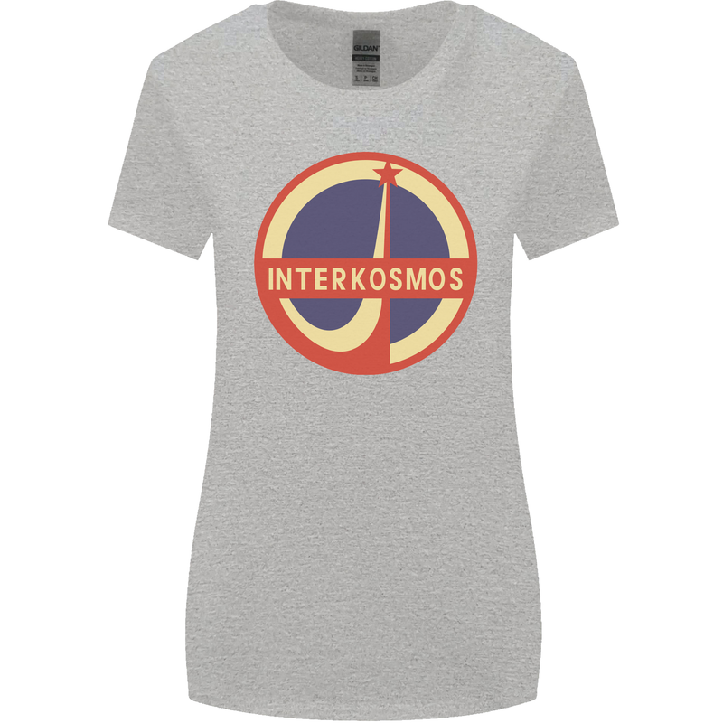 INTERKOSMOS Logo Soviet Space USSR CCCP Womens Wider Cut T-Shirt Sports Grey