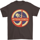 INTERKOSMOS Sputnik Soviet Space USSR CCCP Mens T-Shirt Cotton Gildan Dark Chocolate