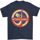 INTERKOSMOS Sputnik Soviet Space USSR CCCP Mens T-Shirt Cotton Gildan Navy Blue