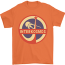 INTERKOSMOS Sputnik Soviet Space USSR CCCP Mens T-Shirt Cotton Gildan Orange