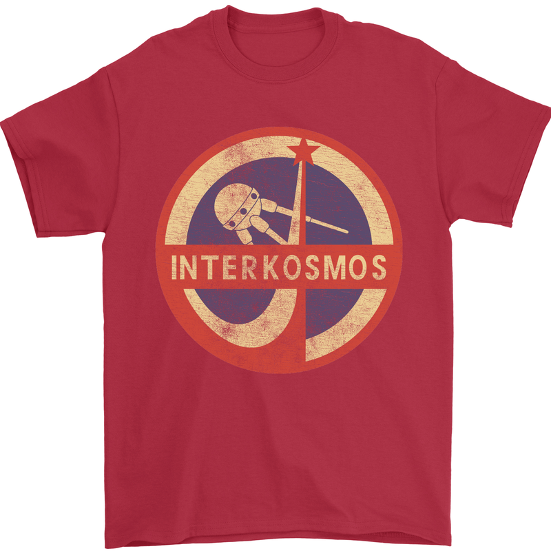 INTERKOSMOS Sputnik Soviet Space USSR CCCP Mens T-Shirt Cotton Gildan Red