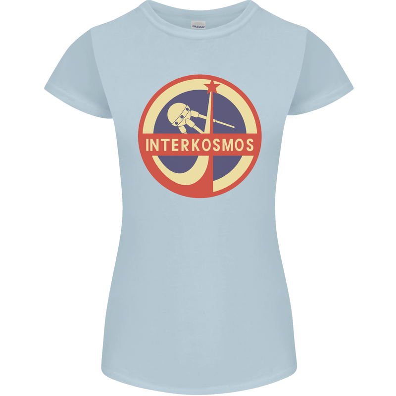INTERKOSMOS Sputnik Soviet Space USSR CCCP Womens Petite Cut T-Shirt Light Blue