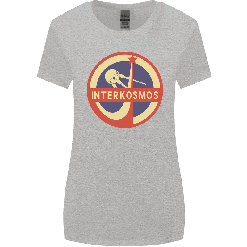 INTERKOSMOS Sputnik Soviet Space USSR CCCP Womens Wider Cut T-Shirt Sports Grey