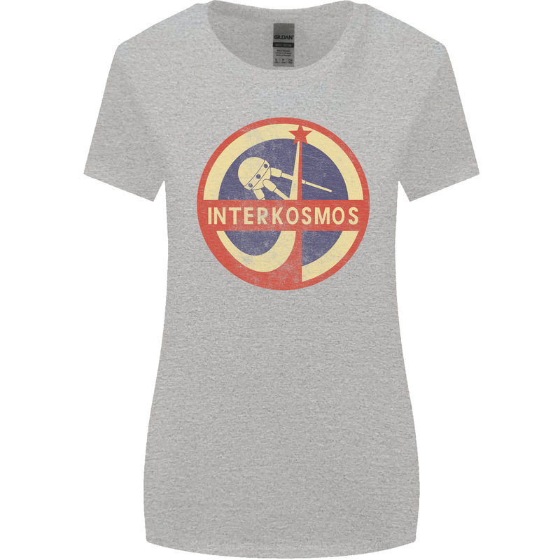 INTERKOSMOS Sputnik Soviet Space USSR CCCP Womens Wider Cut T-Shirt Sports Grey