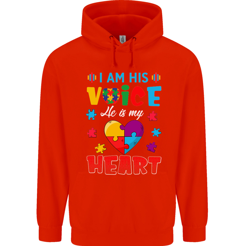 I Am His Voice He My Heart Autism Autistic Childrens Kids Hoodie Bright Red