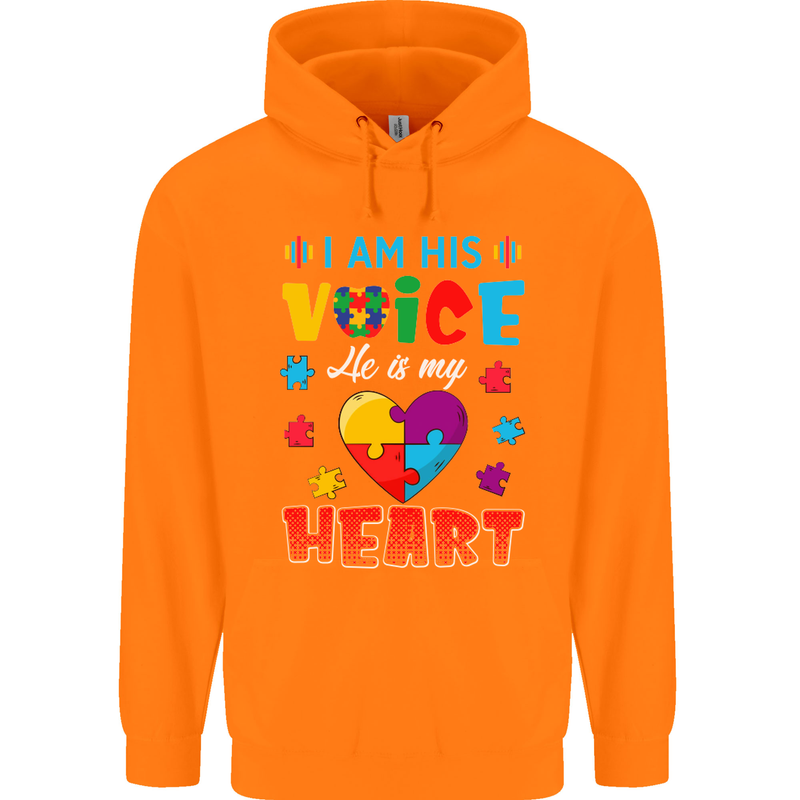 I Am His Voice He My Heart Autism Autistic Childrens Kids Hoodie Orange