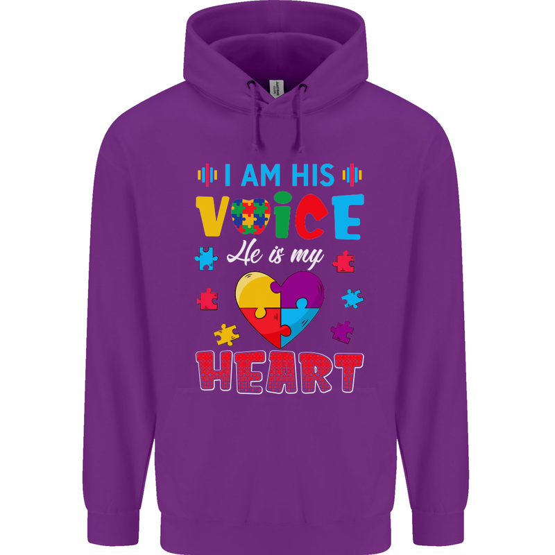 I Am His Voice He My Heart Autism Autistic Childrens Kids Hoodie Purple