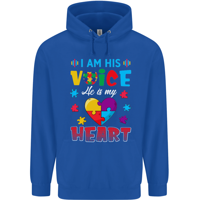 I Am His Voice He My Heart Autism Autistic Childrens Kids Hoodie Royal Blue