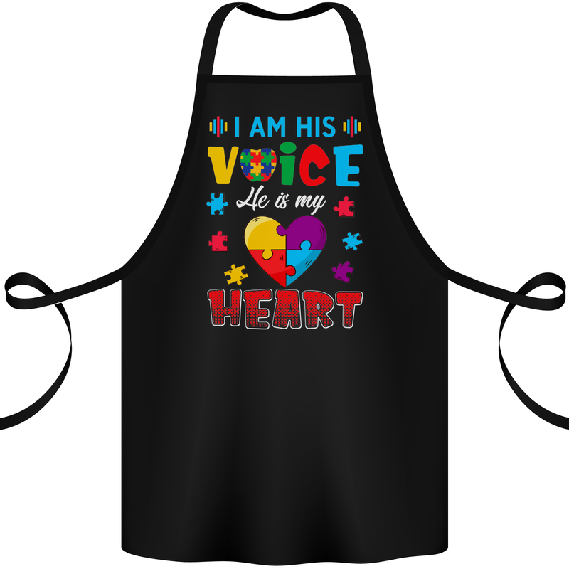 I Am His Voice He My Heart Autism Autistic Cotton Apron 100% Organic Black