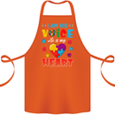 I Am His Voice He My Heart Autism Autistic Cotton Apron 100% Organic Orange