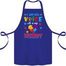I Am His Voice He My Heart Autism Autistic Cotton Apron 100% Organic Royal Blue