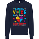 I Am His Voice He My Heart Autism Autistic Kids Sweatshirt Jumper Navy Blue