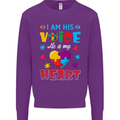 I Am His Voice He My Heart Autism Autistic Kids Sweatshirt Jumper Purple