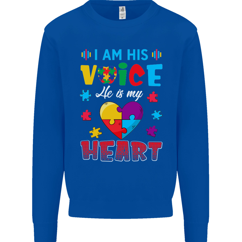 I Am His Voice He My Heart Autism Autistic Kids Sweatshirt Jumper Royal Blue