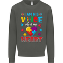 I Am His Voice He My Heart Autism Autistic Kids Sweatshirt Jumper Storm Grey