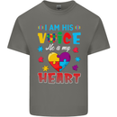 I Am His Voice He My Heart Autism Autistic Kids T-Shirt Childrens Charcoal