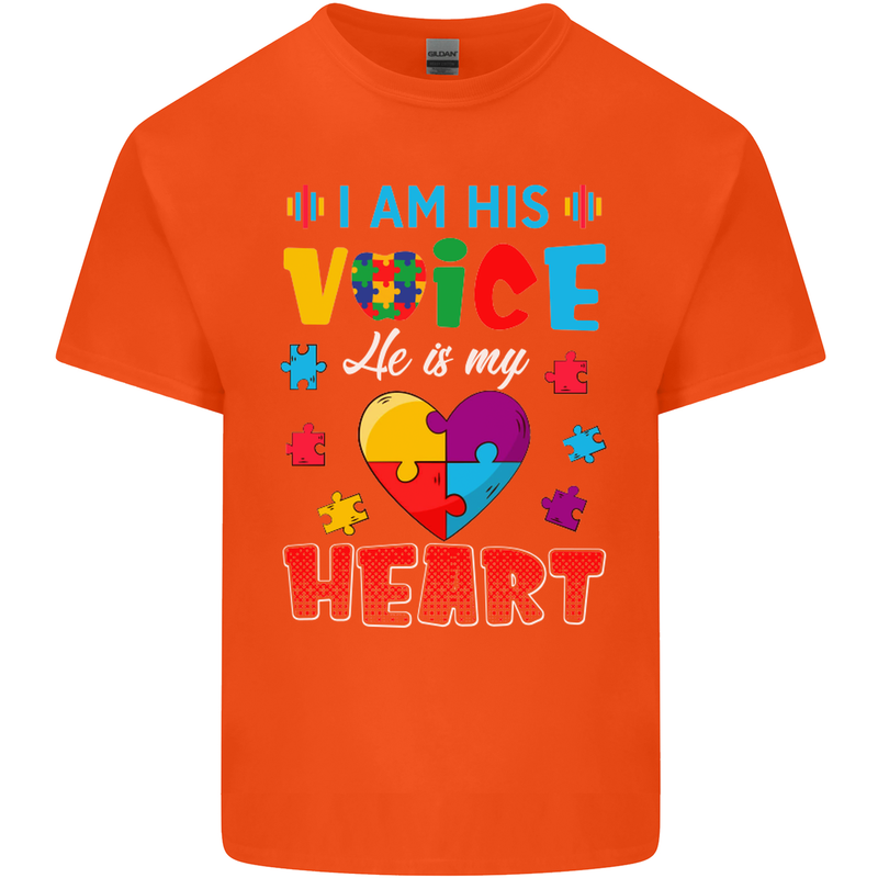 I Am His Voice He My Heart Autism Autistic Kids T-Shirt Childrens Orange