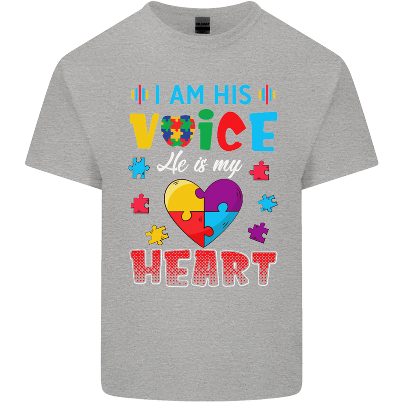 I Am His Voice He My Heart Autism Autistic Kids T-Shirt Childrens Sports Grey