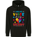 I Am His Voice He My Heart Autism Autistic Mens 80% Cotton Hoodie Black