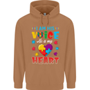 I Am His Voice He My Heart Autism Autistic Mens 80% Cotton Hoodie Caramel Latte