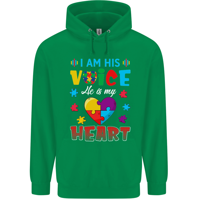 I Am His Voice He My Heart Autism Autistic Mens 80% Cotton Hoodie Irish Green