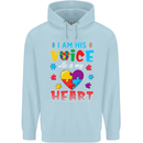 I Am His Voice He My Heart Autism Autistic Mens 80% Cotton Hoodie Light Blue