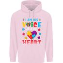 I Am His Voice He My Heart Autism Autistic Mens 80% Cotton Hoodie Light Pink