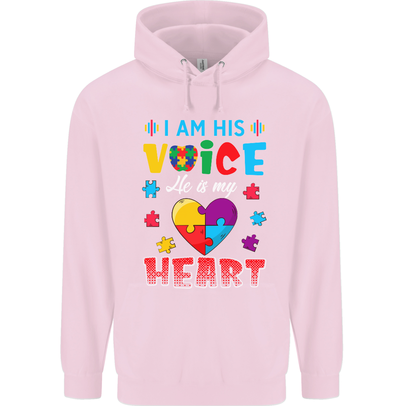 I Am His Voice He My Heart Autism Autistic Mens 80% Cotton Hoodie Light Pink